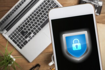 Phone lock to protect from cyber scam, online data or identity theft. Encrypted privacy in email.