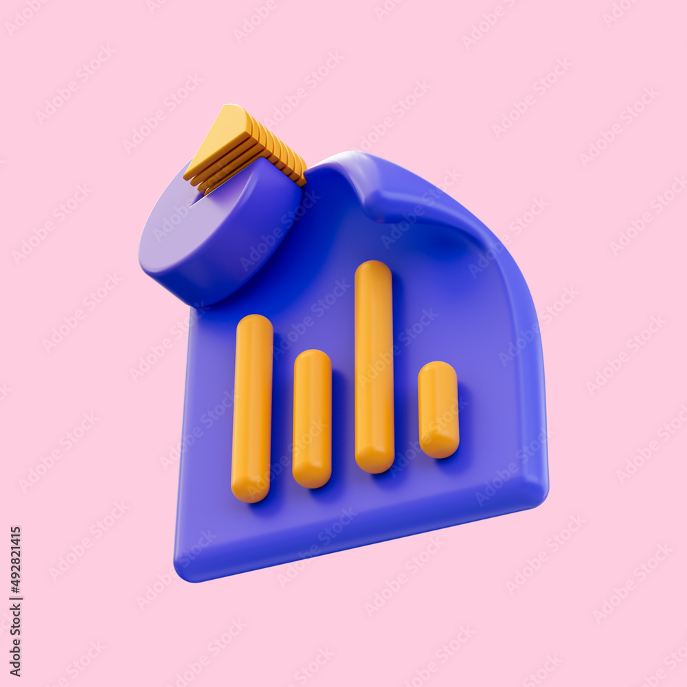 Poster document pie chart icon 3d render concept for process of work diagrams analytics reports and profit
