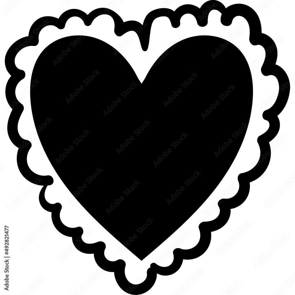 Sticker heart monochrome with lace