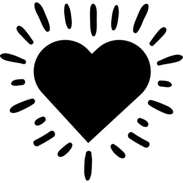 Naklejka heart love monochrome sunburst