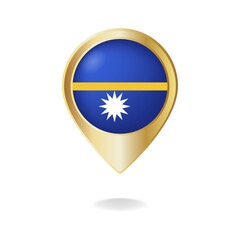 Obraz premium Nauru flag on golden pointer map, vector illustration eps.10