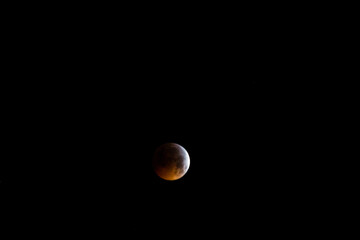 Lunar eclipse in La Garrotxa, Girona, Spain. 21 january 2019
