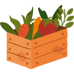 Fotobehang vegetables in wooden basket © Gstudio