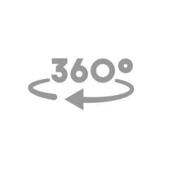 360 degree icon vector for panorama view​​ with circular arrows