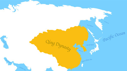 Obraz premium Map of Qing Dynasty Border China Asia 