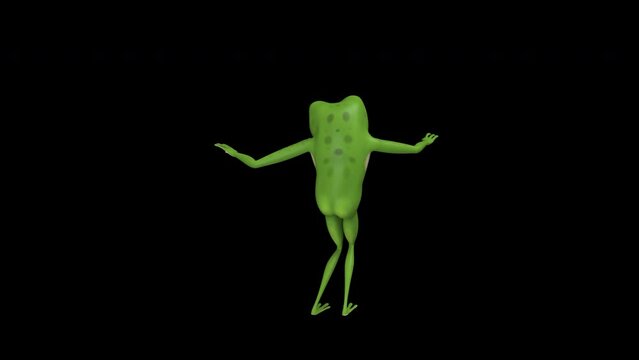 Dancing frog - 3d render looped with alpha channel.