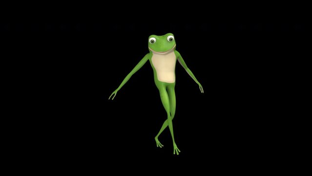 Dancing frog - 3d render looped with alpha channel.