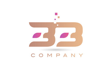 33 number icon logo for company and business with dots design. Creative template in purple and brown color