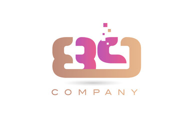 89 number icon logo for company and business with dots design. Creative template in purple and brown color