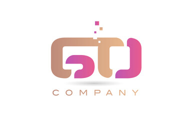 60 number icon logo for company and business with dots design. Creative template in purple and brown color