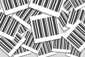 Barcode abstract art design of overlapping square shapes in black & white colors. Used as a background poster for any Bar Code related concept like global security, tracking, scanning and encryption.