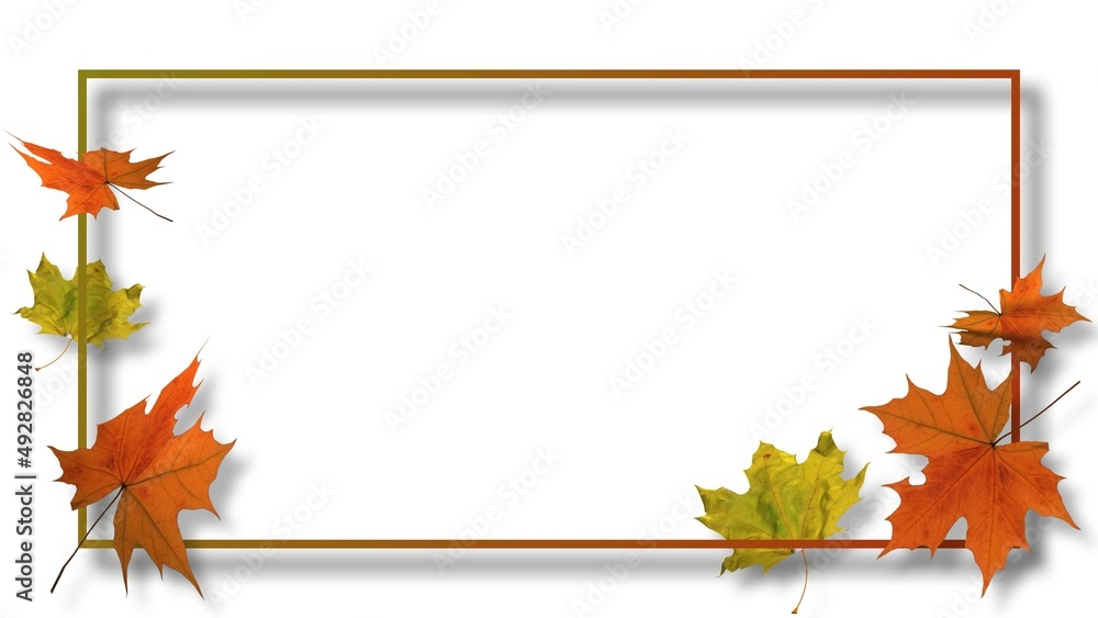 Poster greeting card with space for your text or signature - frame with autumn leaves in different sizes - 