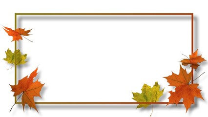 Greeting card with space for your text or signature - frame with autumn leaves in different sizes - 3D Illustration
