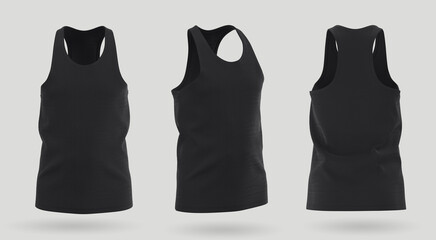 Men's sleeveless shirt mockup. 3d rendering, 3d illustration