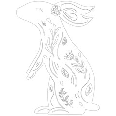 Bunny in White and Black style. Easter