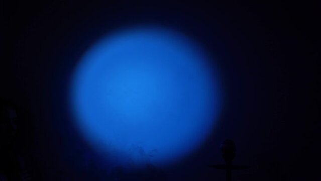 Smoke from the hookah is blue, the girl smokes, the image of the circle is light