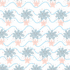 star pattern playing among the clouds in the sky. pattern For valentine, print, 
packaging, decoration, wallpaper and design, case phone, bed cover, pajamas, child pajamas