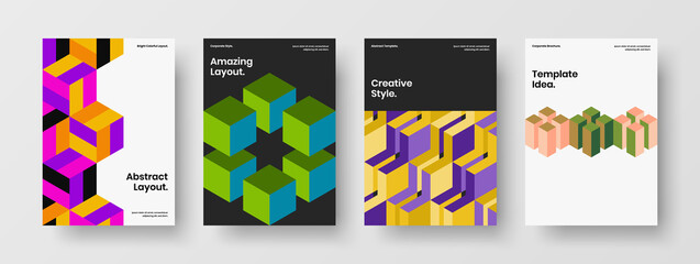 Fototapeta na wymiar Modern geometric hexagons brochure concept set. Original flyer A4 vector design template collection.