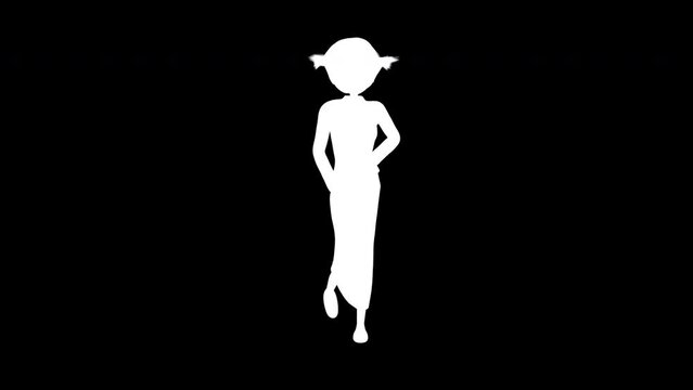 Character Girl Dancing, Chinese New Year, 3d rendering, Animation Loop, cartoon, included in the end of the clip with Alpha matte.