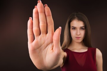 The patient does not agree to do covid-19 vaccination, hand palm as a stop sign