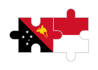 puzzle pieces of papua new guinea and indonesia flags. vector illustration isolated on white background