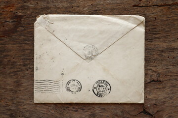 Old Envelope on a original 1800s wooden background - 492830265