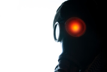 Stalker  in gas mask, post apocalyptic fantasy photo.