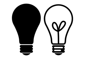 Obraz premium Icono negro de bombillas en fondo blanco.