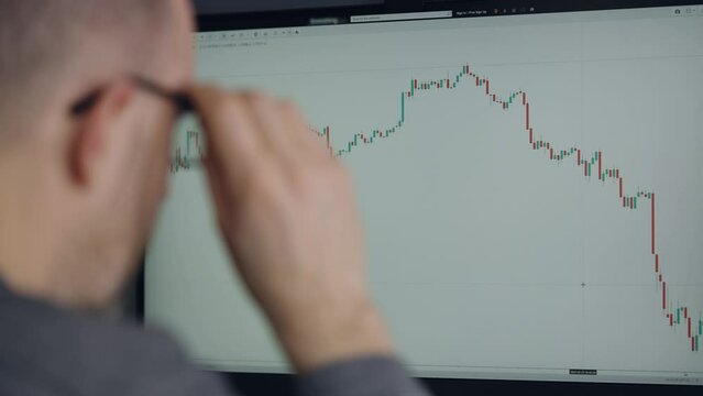 A trader in depression due to a fall in the stock market or crypto currency. Stock market risks.