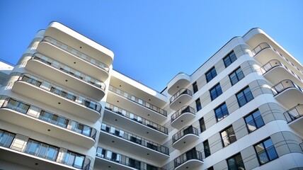 Fototapeta premium Modern elements in contemporary architecture.. Architectural details of a modern apartment building.