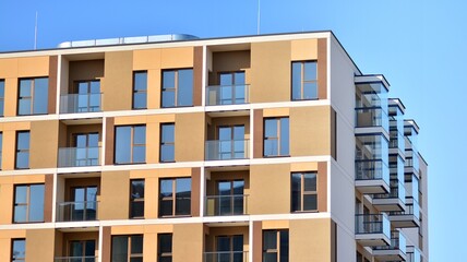 Modern elements in  contemporary  architecture.. Architectural details of a modern apartment building.
