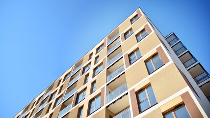 Fototapeta premium Modern elements in contemporary architecture.. Architectural details of a modern apartment building.