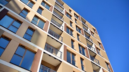 Modern elements in  contemporary  architecture.. Architectural details of a modern apartment building.