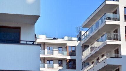 Modern elements in  contemporary  architecture.. Architectural details of a modern apartment building.