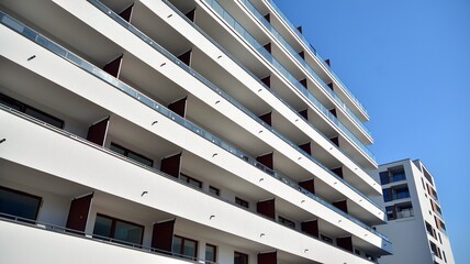 Modern elements in  contemporary  architecture.. Architectural details of a modern apartment building.