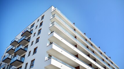 Modern elements in  contemporary  architecture.. Architectural details of a modern apartment building.