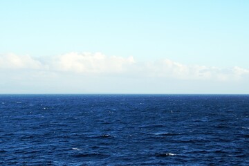 Atlantic Ocean. View of Morocco. Blue abyss and horizon.