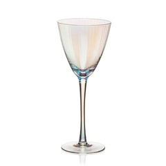Empty transparent glass cup, shot glass, glass for wine, whiskey, cognac, martini, beer, juice and other drinks, isolated on white background. Dishes for bar, restaurant, pub.