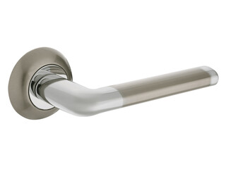 Door handle made of metal on an isolated white background. Reliable design handle for the door of houses, apartments, warehouses, offices and other premises.