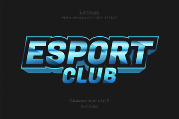Fototapeta na wymiar Esport Club Blue Editable Premium Text Effect