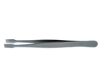 Tweezer with flat and wide tips isolated on a white background