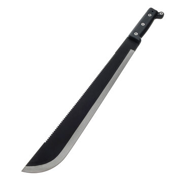 Knife machete tourist, hunting, tactical, military for survival and self-defense. Steel blade. An isolated object on a white background.
