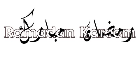 Ramadan Kareem mixing letters , Arabic English typography 
Translation 