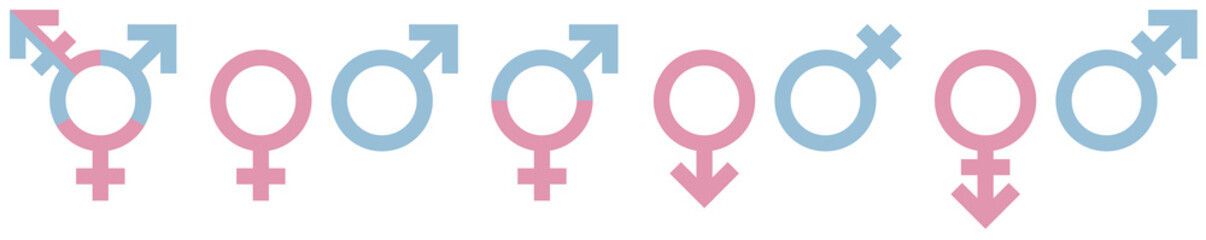 Symbole Geschlechter Rosa Hellblau