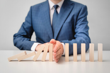 Domino business risk, crisis effect concept