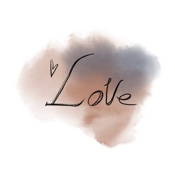 Watercolor stains with "Love" written on them
