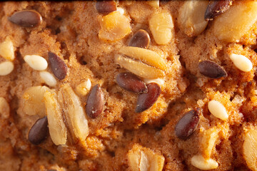 Sesame and sunflower seeds on toasted bread.