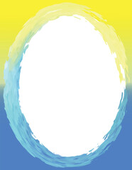 Oval frame for text or photo
  in support of Ukraine in the war against Russia, yellow and blue
