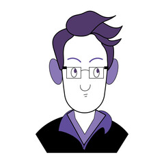 Monochrome boy avatar with glasses and headphones Vector