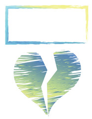 Heart and frame for text or photo
  in support of Ukraine in the war against Russia, yellow and blue